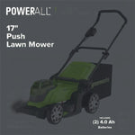 Load image into Gallery viewer, 48V (24V x 2) 17" Cordless Battery Push Lawn Mower w/ Two (2) 4.0Ah USB Batteries & Dual Port Charger, LM1712