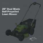 Load image into Gallery viewer, 60V 25" Cordless Battery Dual Blade Self-Propelled Lawn Mower w/ Two (2) 4.0Ah Batteries & Dual-Port Charger, LM2516S