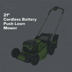 Load image into Gallery viewer, OPEN BOX 60V 21" Cordless Battery Push Lawn Mower: 5.0 Ah Battery and Charger, LM2116