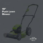 Load image into Gallery viewer, 40V 19" Cordless Battery Push Lawn Mower: 5.0 Ah USB Battery and Charger, LM1934