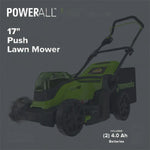 Load image into Gallery viewer, 48V (24V x 2) 17" Cordless Battery Push Lawn Mower: (2) 4.0 Ah Batteries and Dual-Port Charger, LM1702