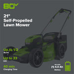 Load image into Gallery viewer, OPEN BOX 80V 21" Cordless Battery 4-in-1 Self-Propelled Lawn Mower: 4.0 Ah Battery and Charger, LM2108S