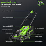 Load image into Gallery viewer, 40V 14" Cordless Battery BL Push Lawn Mower: 4.0 Ah Battery and Charger, LM1414