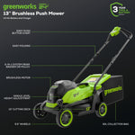 Load image into Gallery viewer, 24V 13" Cordless Battery Brushless Push Lawn Mower: 4.0 Ah Battery and Charger, LM1322