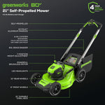 Load image into Gallery viewer, OPEN BOX 80V 21" Cordless Battery 4-in-1 Self-Propelled Lawn Mower: 4.0 Ah Battery and Charger, LM2108S
