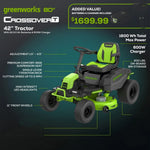 Load image into Gallery viewer, 80V 42" Cordless Battery CrossoverT Riding Lawn Mower, (4) 5.0Ah Batteries and 600W Wall Charger, CRT4282