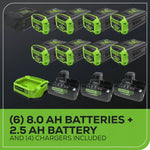 Load image into Gallery viewer, 60V 42" Cordless Battery CrossoverZ Zero Turn Riding Lawn Mower 3-Tool Combo Kit, (6) 8Ah Batteries, One(1) 2.5 Ah Battery and (4) Chargers