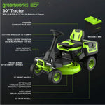Load image into Gallery viewer, 60V 30" CrossoverT Riding Lawn Tractor, Bagger Included, (4) 8.0 Ah (1) 20.0Ah Batteries and 600-Watt Charger, CRT3062