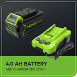 Load image into Gallery viewer, 40V 19" Cordless Battery Push Lawn Mower: 5.0 Ah USB Battery and Charger, LM1934