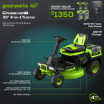 Load image into Gallery viewer, 60V 30” CrossoverT Riding Lawn Tractor with (2) 8.0 Ah, (2) 4.0 Ah Batteries & 600-Watt Charger, CRT3061