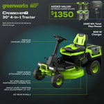 Load image into Gallery viewer, 60V 30" CrossoverT Riding Lawn Tractor 3PC Combo Kit, Two 8.0 Ah Batteries, Two 4.0 Ah Batteries, One 2.5 Ah Battery and Two Chargers
