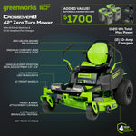 Load image into Gallery viewer, 60V 42" Electric CrossoverZ Zero Turn Mower with (4) 8 Ah Batteries and (2) Dual-Port Turbo Chargers, CRZ4262