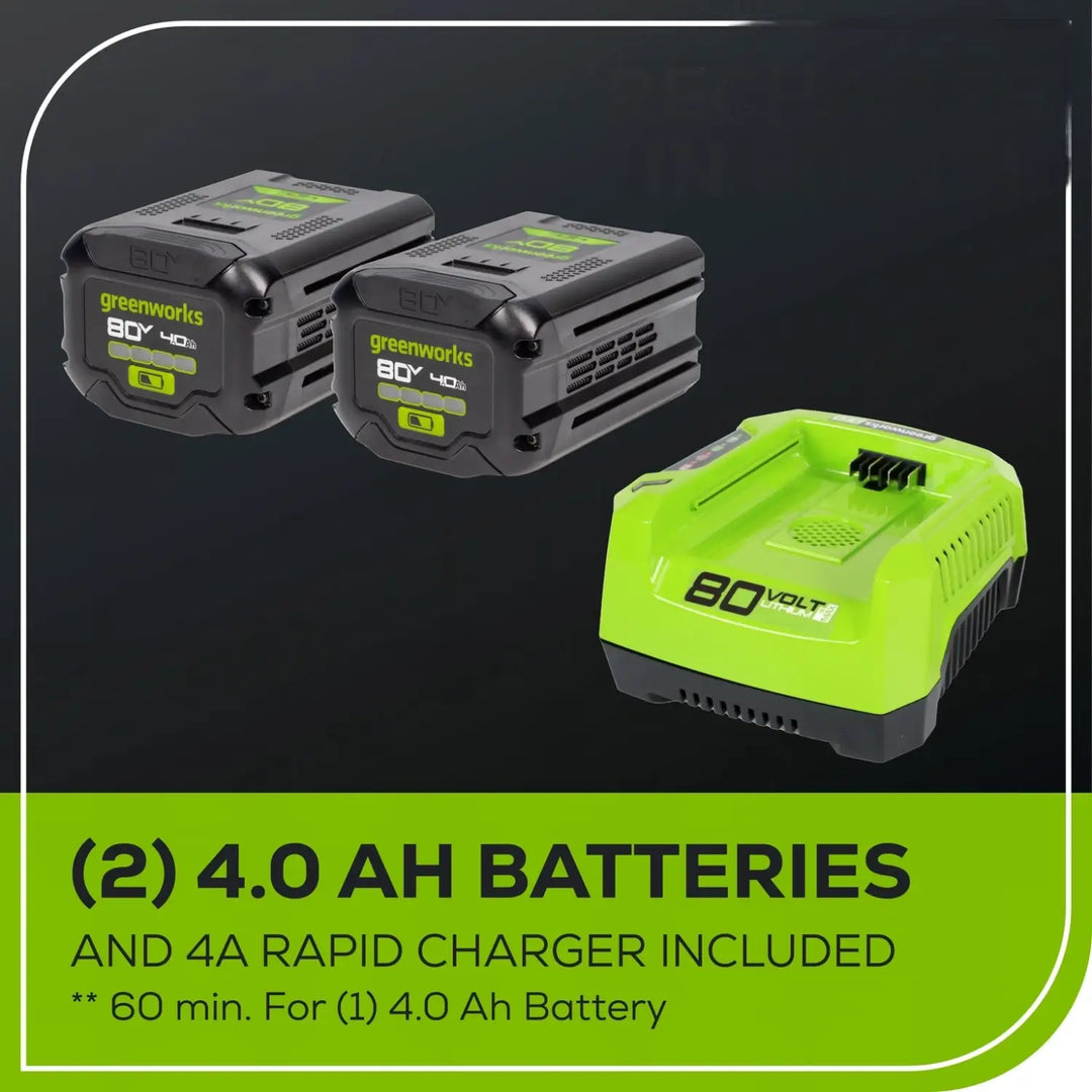 80V 22" Cordless Battery Dual Blade Self-Propelled Lawn Mower: (2) 4.0 Ah Batteries and Rapid Charger, LM2208S