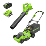 Load image into Gallery viewer, 40V 16" Cordless Battery Brushless Push Lawn Mower and 350 CFM Blower Combo Kit: 4.0 Ah Battery and Charger