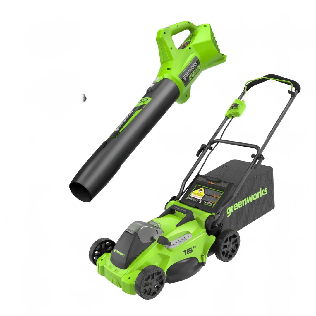 40V 16" Cordless Battery Brushless Push Lawn Mower and 350 CFM Blower Combo Kit: 4.0 Ah Battery and Charger