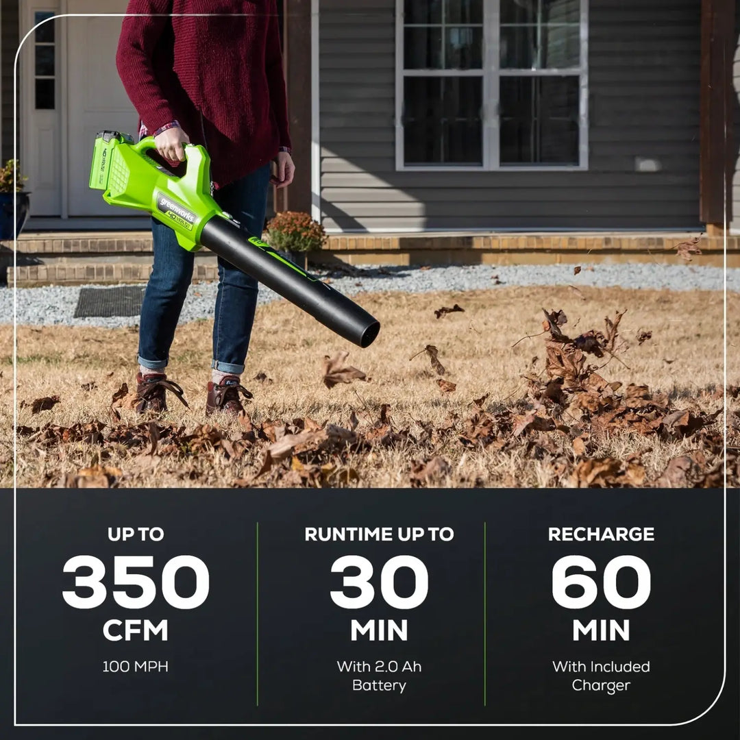 40V 16" Cordless Battery Brushless Push Lawn Mower and 350 CFM Blower Combo Kit: 4.0 Ah Battery and Charger