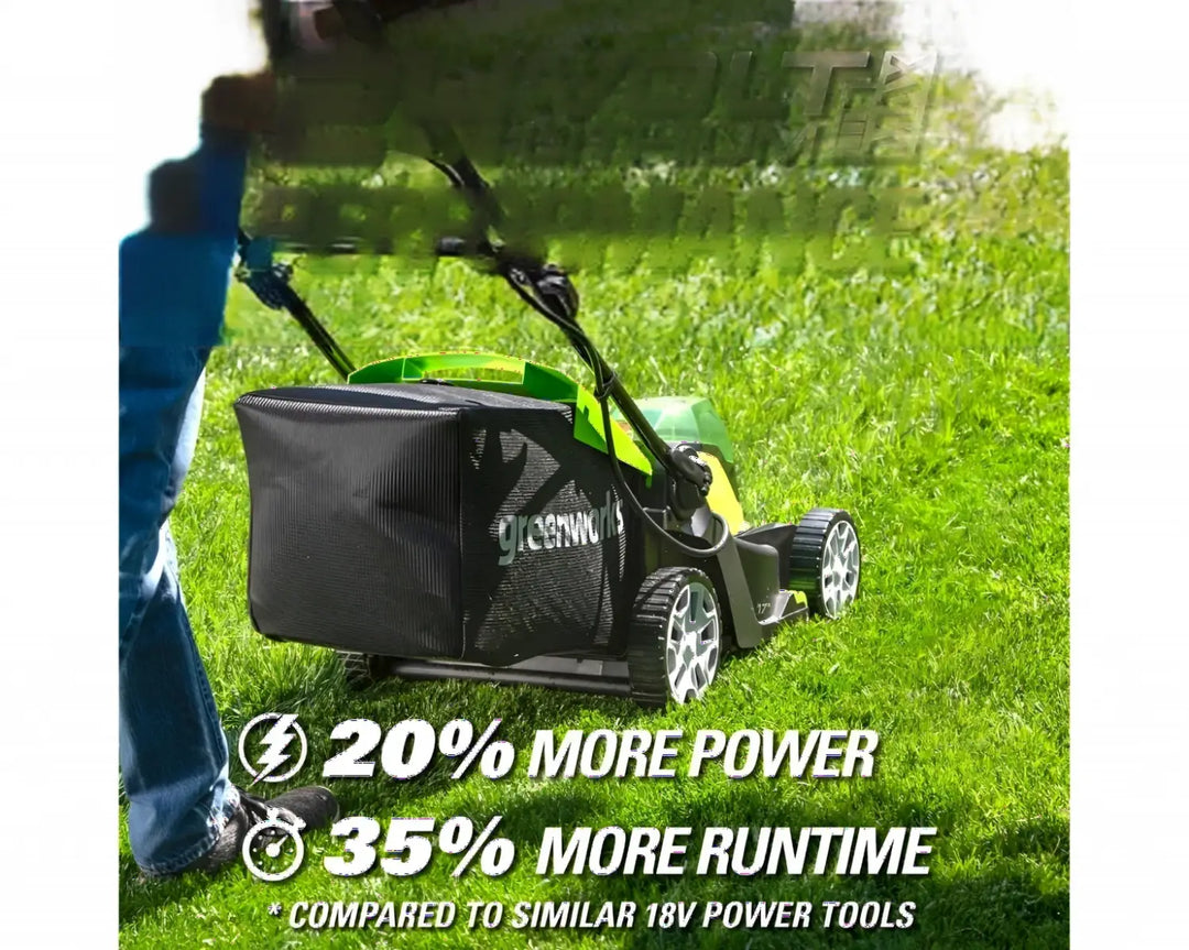 48V (24V x 2) 17" Cordless Battery Push Lawn Mower w/ Two (2) 4.0Ah USB Batteries & Dual Port Charger, LM1712