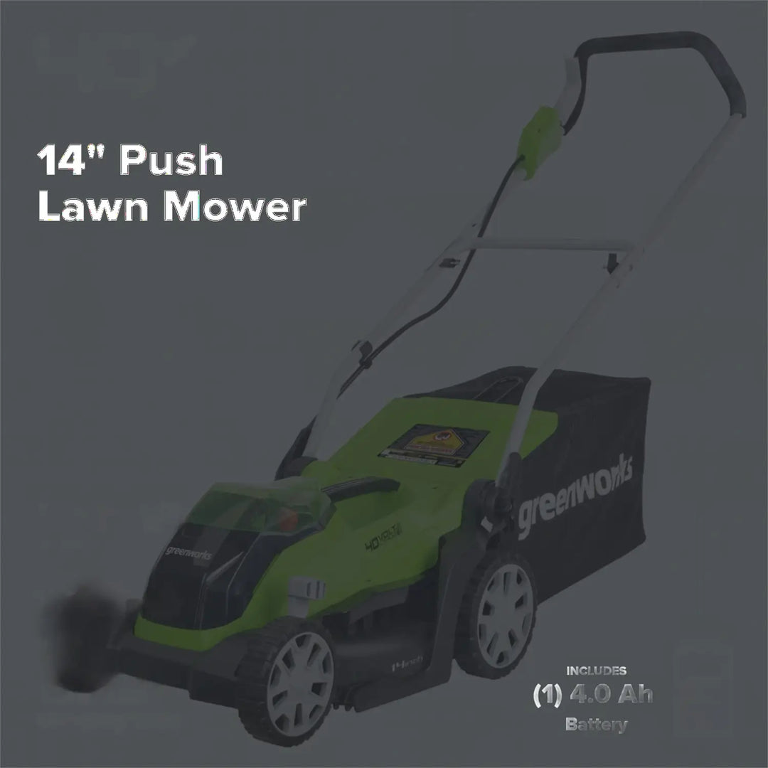 40V 14" Cordless Battery Push Lawn Mower: 4.0 Ah Battery and Charger, LM1404