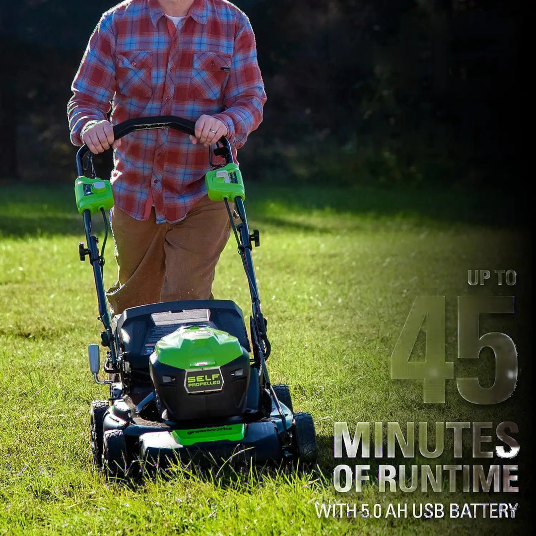 40V 21" Cordless Battery Self-Propelled Lawn Mower: 5.0 Ah USB Battery and Charger, LM2104S