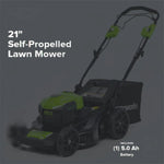 Load image into Gallery viewer, 40V 21" Cordless Battery Self-Propelled Lawn Mower: 5.0 Ah USB Battery and Charger, LM2104S