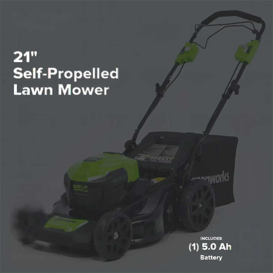 40V 21" Cordless Battery Self-Propelled Lawn Mower: 5.0 Ah USB Battery and Charger, LM2104S