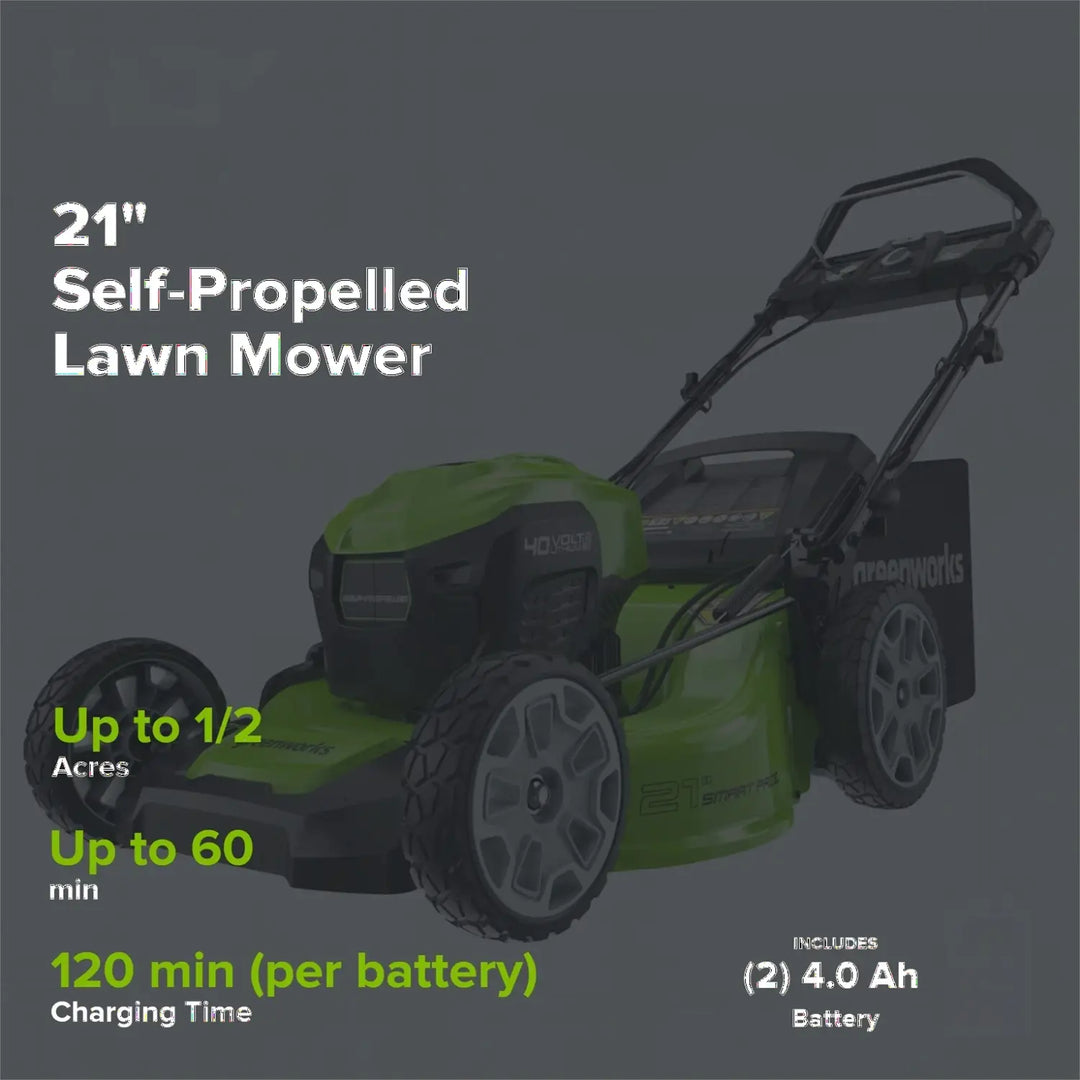 40V 21" Cordless Battery Self-Propelled Lawn Mower: (2) 4.0 Ah USB Batteries and Charger, LM2124S