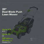 Load image into Gallery viewer, 40V 20" Cordless Battery Dual Blade Push Lawn Mower: 4.0 Ah and 2.0 Ah Batteries and Charger, LM2004