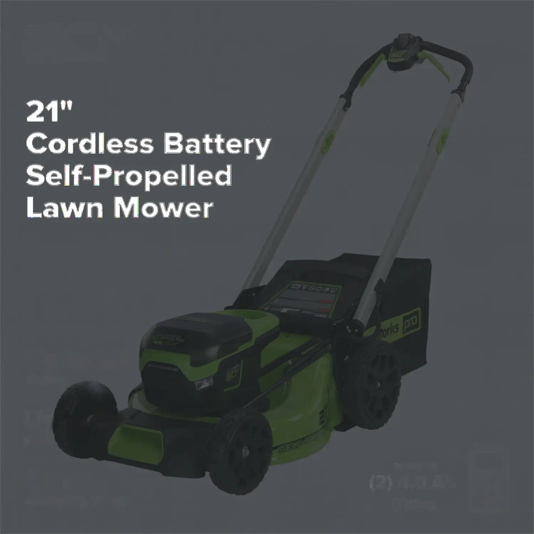 OPEN BOX 60V 21" Cordless Battery Self-Propelled Lawn Mower: (2) 4.0 Ah Batteries and Dual-Port Charger, LM2116S