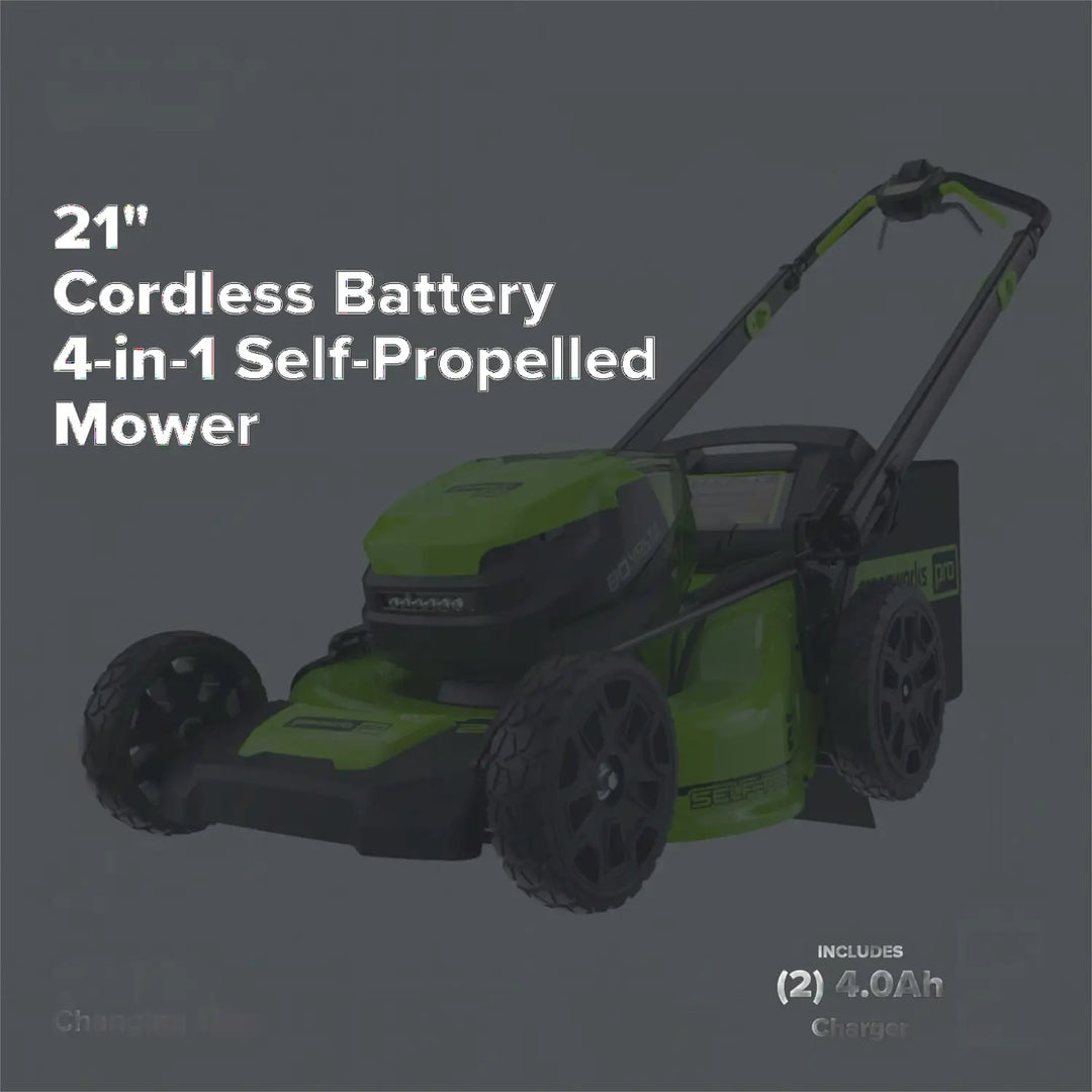 80V 21" Cordless Battery 4-in-1 Self-Propelled Mower w/ (2) 4.0Ah Batteries & Charger, LM2118S