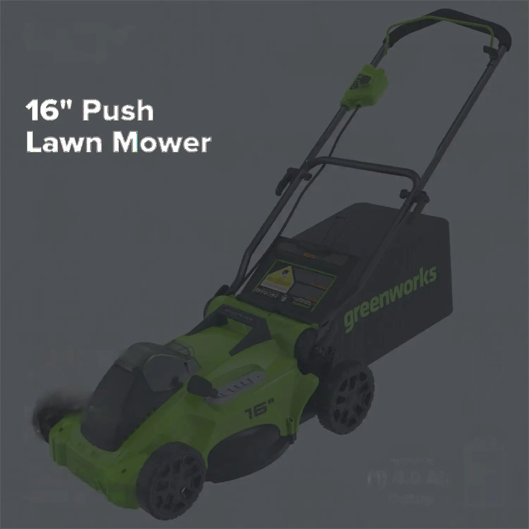 40V 16" Cordless Battery Brushless Push Lawn Mower: 4.0 Ah Battery and Charger, LM1624