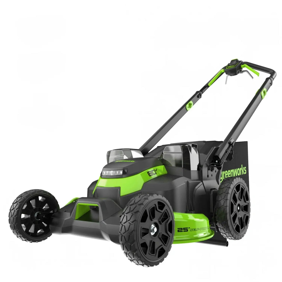 OPEN BOX 80V 25" Cordless Battery Dual Blade Self-Propelled Mower: (2) 2.5 Ah Batteries and Dual-Port Charger, LM2508S