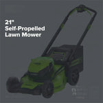 Load image into Gallery viewer, OPEN BOX 80V 21" Cordless Battery 4-in-1 Self-Propelled Lawn Mower: 4.0 Ah: 2.0 Ah Battery and Rapid Charger, LM2118S