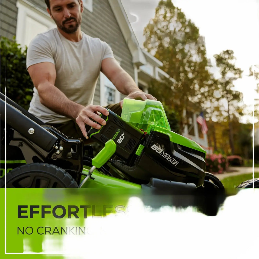 OPEN BOX 80V 21" Cordless Battery 4-in-1 Self-Propelled Lawn Mower: 4.0 Ah: 2.0 Ah Battery and Rapid Charger, LM2118S