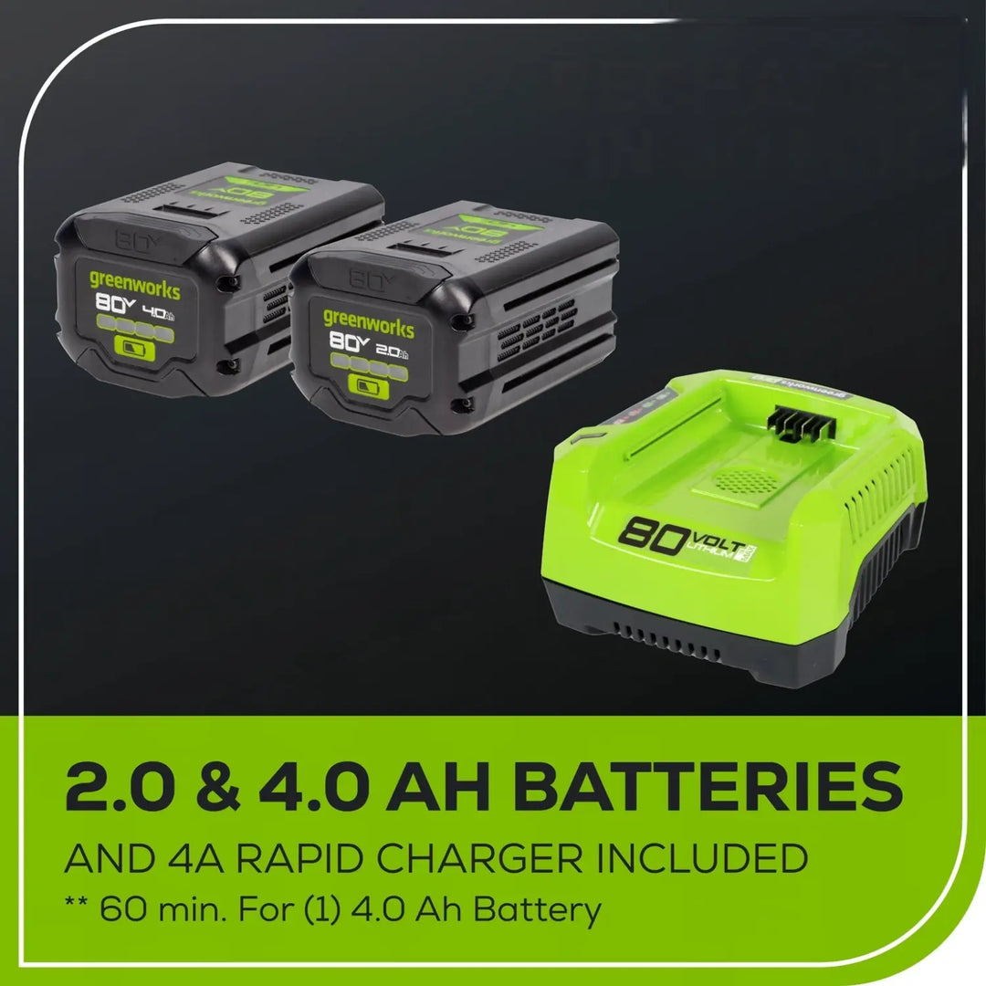 OPEN BOX 80V 21" Cordless Battery 4-in-1 Self-Propelled Lawn Mower: 4.0 Ah: 2.0 Ah Battery and Rapid Charger, LM2118S