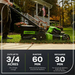 Load image into Gallery viewer, RENEWED 80V 21" Cordless Battery 4-in-1 Self-Propelled Lawn Mower: (1) 4.0 Ah, (1) 2.0 Ah Battery and Rapid Charger, LM2118S