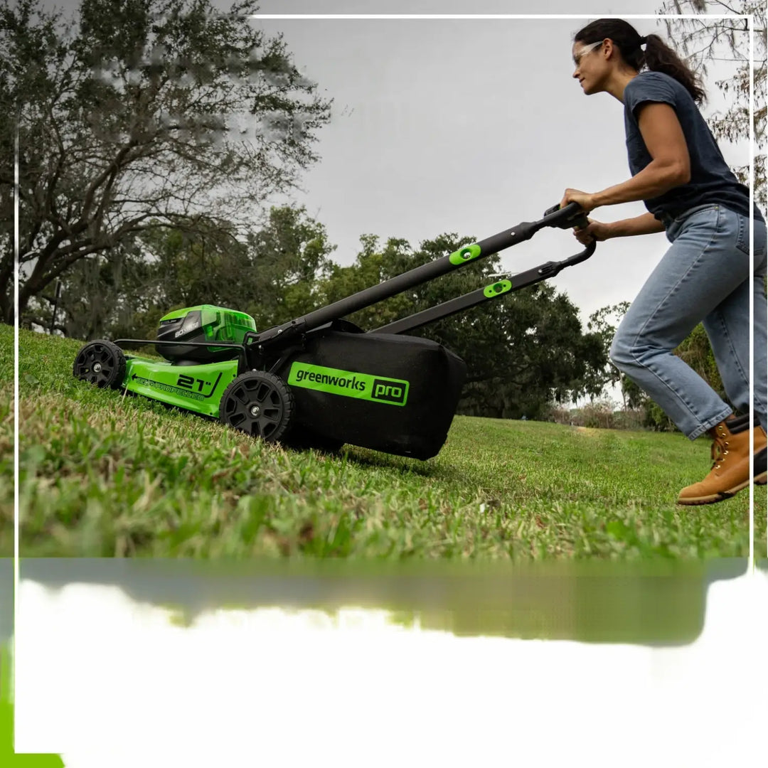 RENEWED 80V 21" Cordless Battery 4-in-1 Self-Propelled Lawn Mower: (1) 4.0 Ah, (1) 2.0 Ah Battery and Rapid Charger, LM2118S