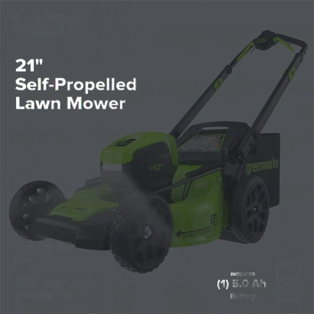 40V 21" Cordless Battery Self-Propelled Lawn Mower: 5.0 Ah Battery and 2A Charger, LM2144S