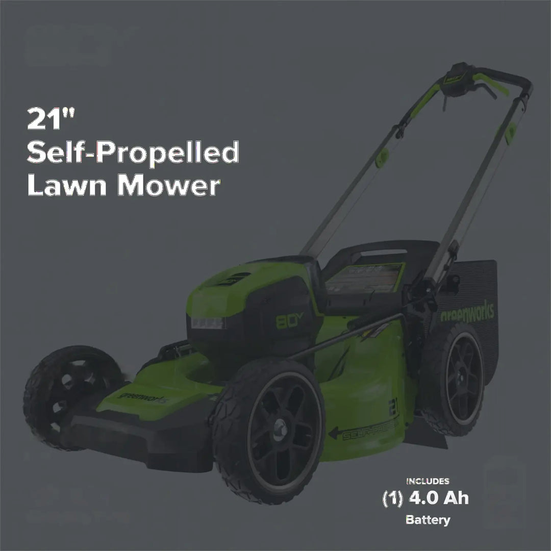 80V 21" Cordless Battery 4-in-1 Self-Propelled Lawn Mower: 4.0 Ah Battery and Charger, LM2108S