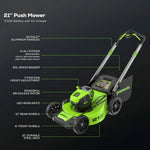 Load image into Gallery viewer, 80V 21" Cordless Battery 4-in-1 Push Lawn Mower: 5.0 Ah Battery and 4A Charger, LM2108