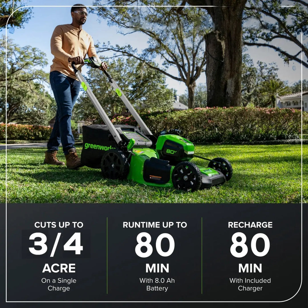 80V 21" Cordless Battery 4-in-1 Self-Propelled Lawn Mower, 8.0 Ah Battery and 6A Charger, LM2108S