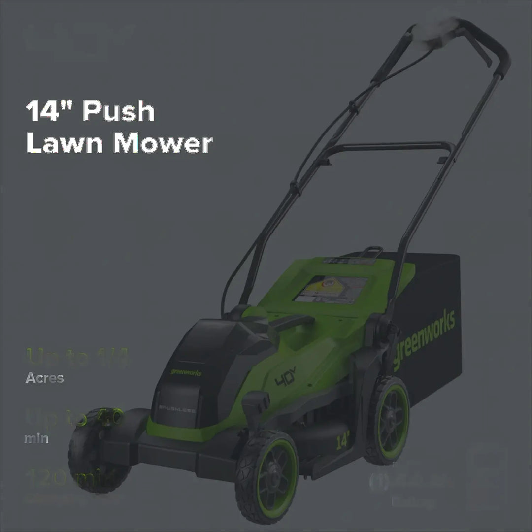 40V 14" Cordless Battery BL Push Lawn Mower: 4.0 Ah Battery and Charger, LM1414