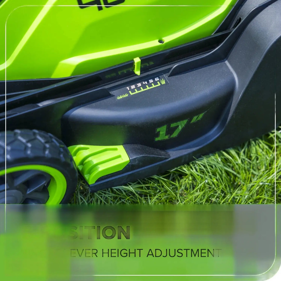 40V 17" Cordless Battery Brushless Push Lawn Mower: 4.0 Ah Battery and Charger, LM1724