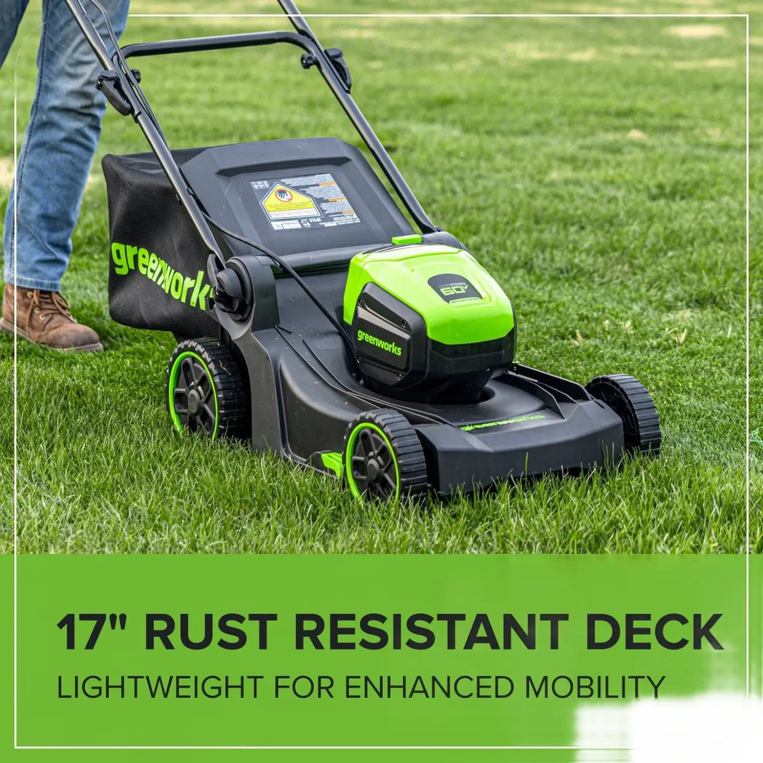 60V 17" Cordless Battery Push Lawn Mower: 4.0 Ah Battery and Charger, LM1716