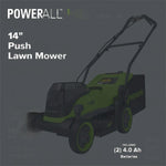 Load image into Gallery viewer, 48V (24V x 2) 14" Cordless Battery Brushless Push Lawn Mower: (2) 4.0 Ah Battery and 2A Dual-port Charger, LM1412