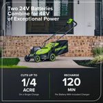 Load image into Gallery viewer, 48V (24V x 2) 14" Cordless Battery Brushless Push Lawn Mower: (2) 4.0 Ah Battery and 2A Dual-port Charger, LM1412