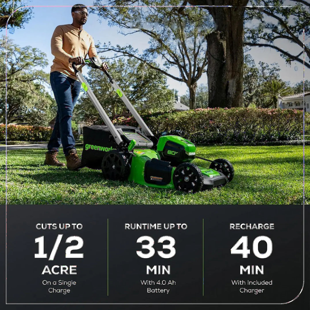80V 21" Cordless Battery 4-in-1 Self-Propelled Lawn Mower: 4.0 Ah Battery and Charger, LM2108S