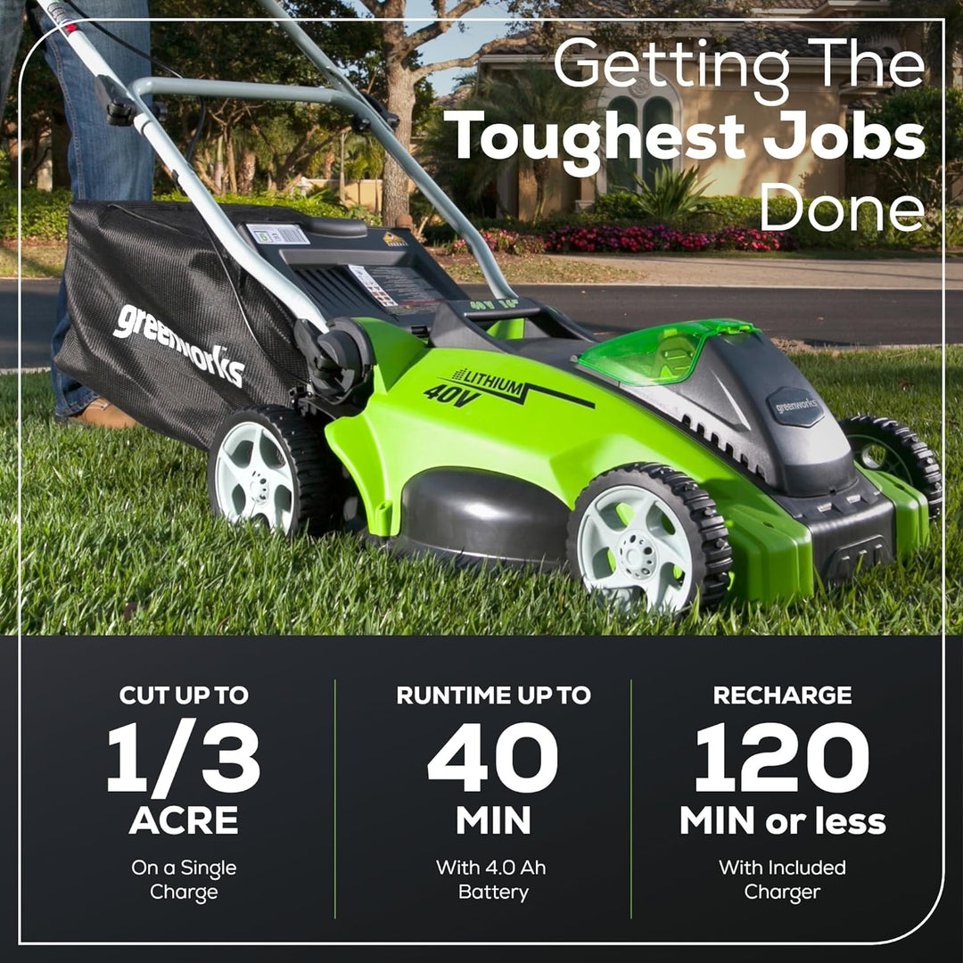 40V 16" Cordless Battery Push Lawn Mower w/ 4.0Ah Battery & Charger, LM1604