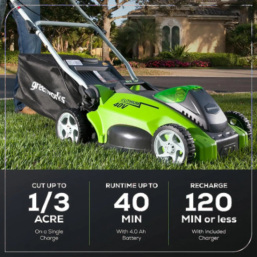 40V 16" Cordless Battery Push Lawn Mower w/ 4.0Ah Battery & Charger, LM1604