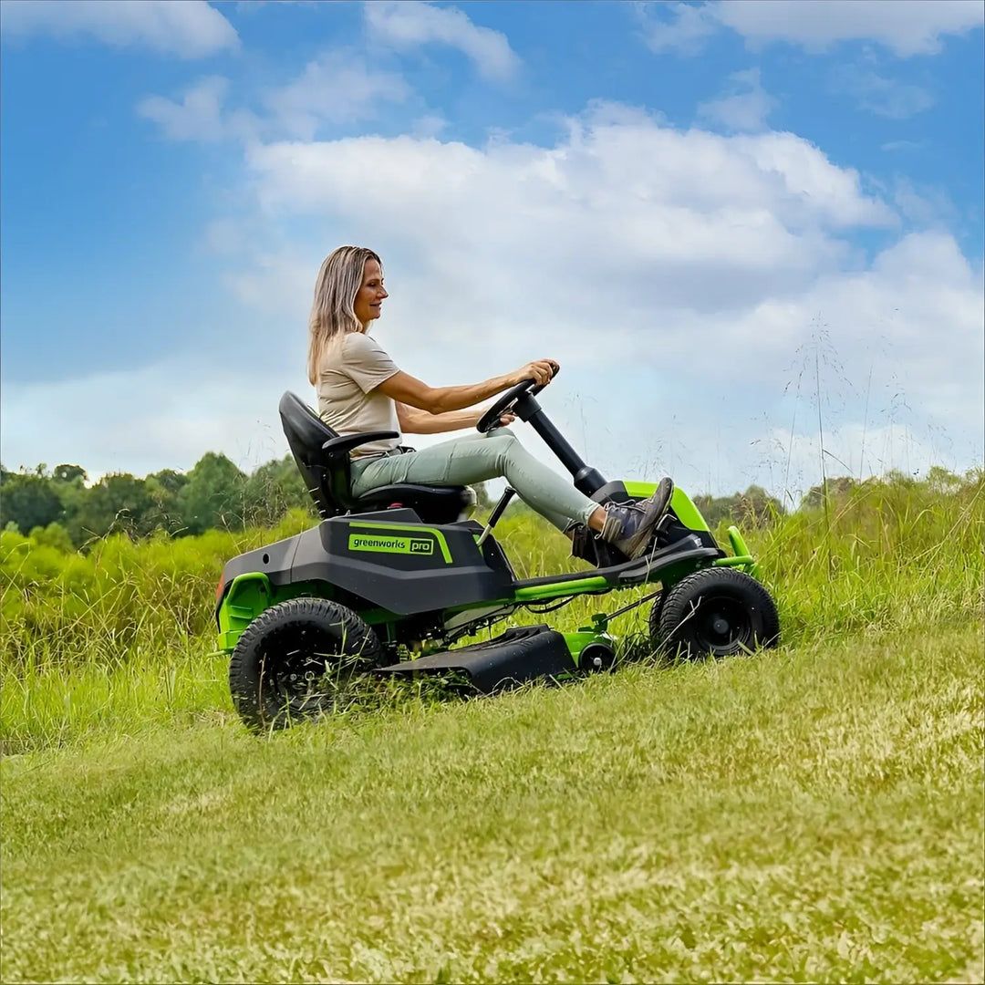 RENEWED 80V 42" Cordless Battery CrossoverT Riding Lawn Mower, (6) 5.0Ah Batteries and (3) Dual-Port Turbo Chargers, CRT4281