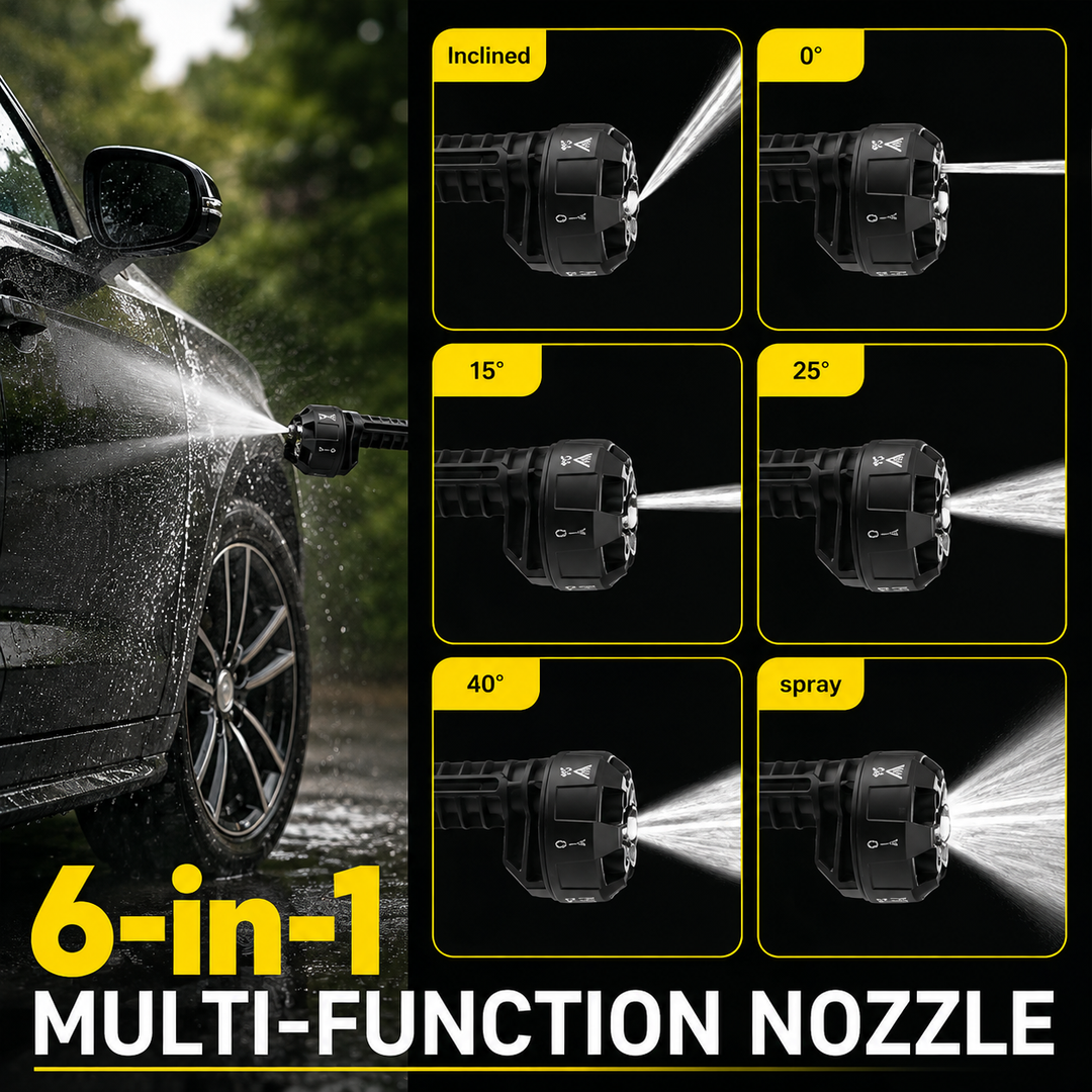 21V Cordless Car Washer – 6-in-1 Nozzle & Dual Batteries